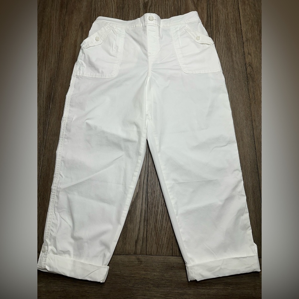 Bandolino White Utility Cargo Pull-On Capris - Size 10